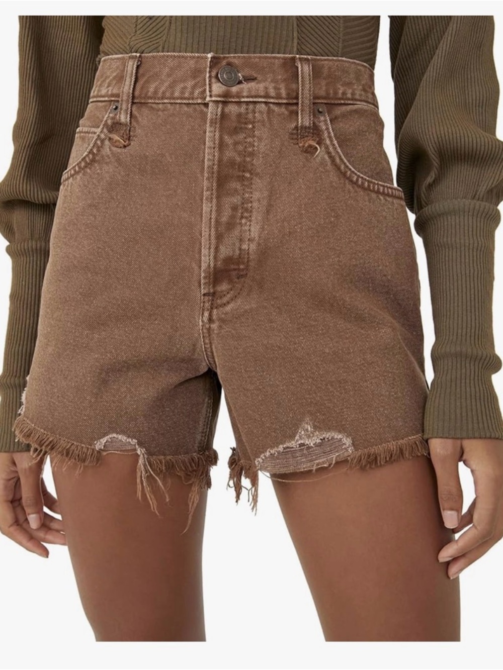 Free People We The Free Makai Cutoffs Washed Chocolate Denim Shorts. Size 24